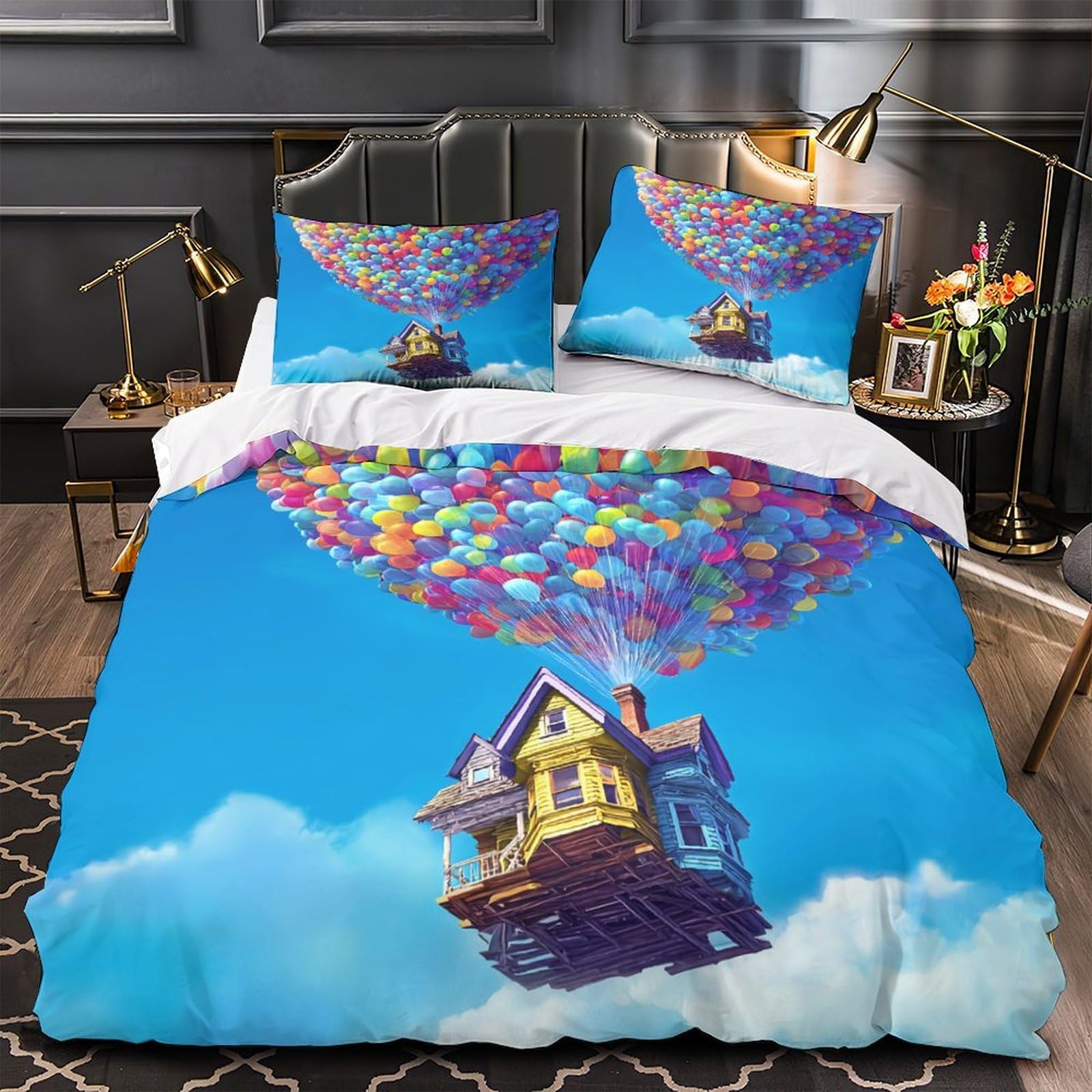 Housse de couette ballons colorés 3D drap de couette maison flottante