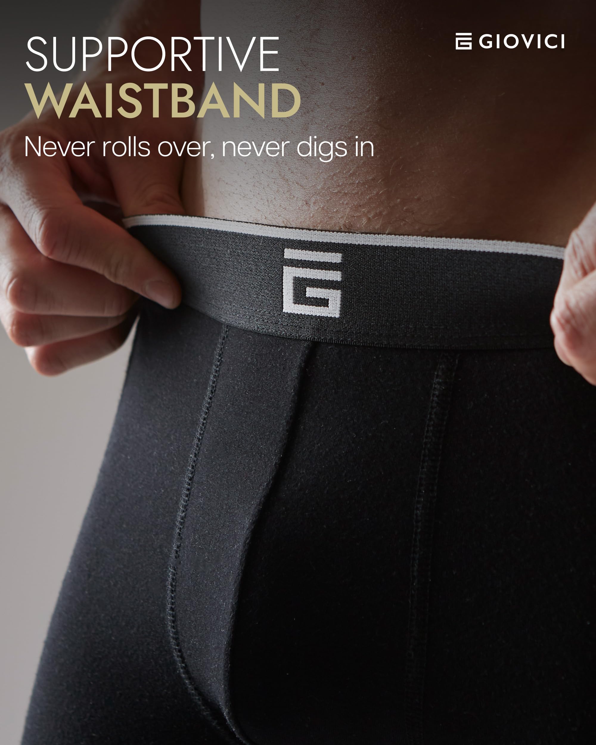 Giovici Boxer Long Homme en Bambou, Anti-frottement et Ultra Rafraîchissants, avec ou sans Baguette, sous-Vêtements évacuant la Transpiration Parfait pour Le Sport
