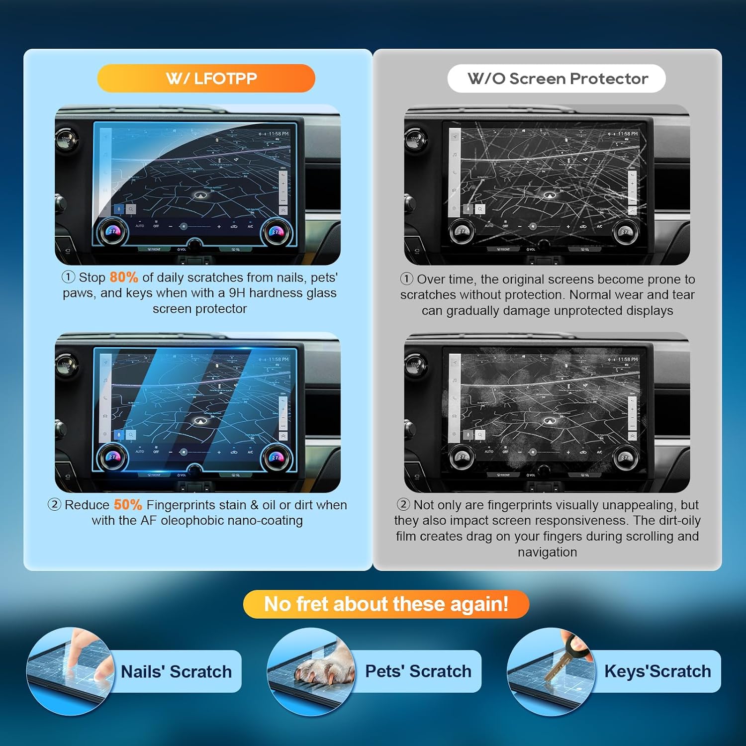 LFOTPP For 2025 Lexus GX Screen Protector - (2PCS) 2024-2025 GX (Premium/Luxury/Overtrail) 14 Inch Touchscreen [HD Glass] 2024-2025 GX Accessories Anti-Fingerprint 9H Hardness Tempered Glass