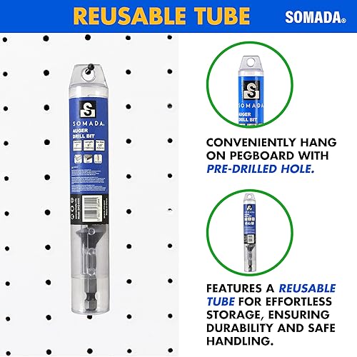 Vista 150 de SOMADA Broca de taladro de 3/4 pulgadas x 17 pulgadas para madera, vástago hexagonal de 3/8 pulgadas, una pieza, broca larga para madera blanda