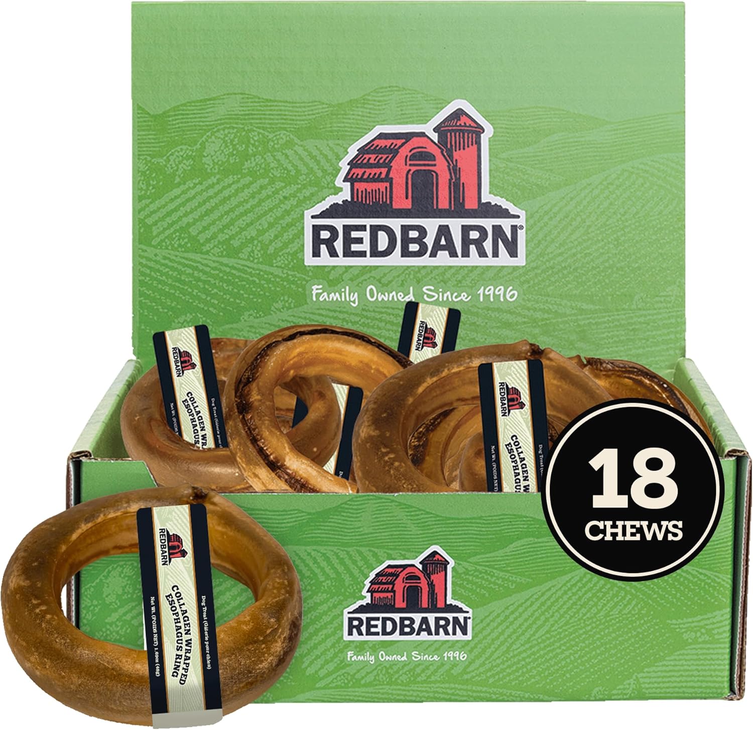 Redbarn Medium Collagen-Wrapped Esophagus Sticks Dog Treat, All-Natural, Grain-Free, Gluten-Free, Rawhide-Alternative Chews (Case of 20)