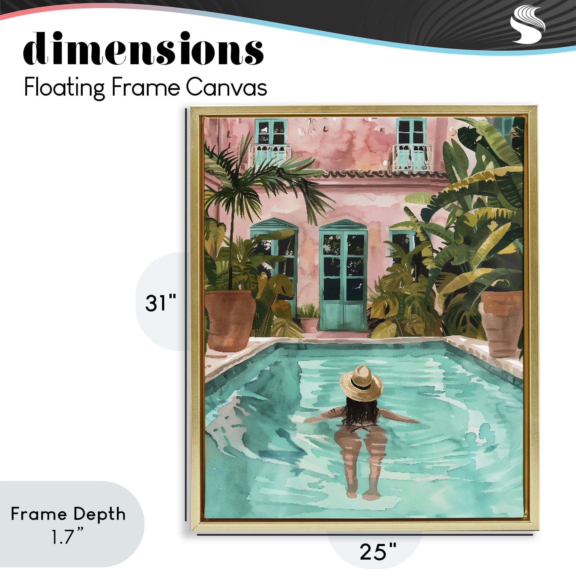 Poolside Tropical Escape, lienzo de 24 x 30 pulgadas en marco flotante