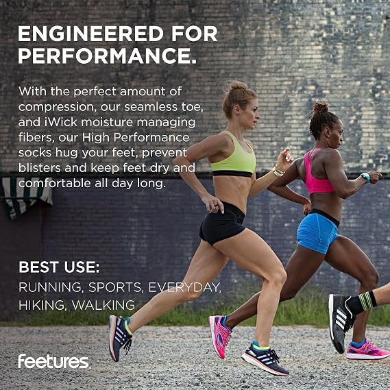 Feetures High Performance Max Cushion Ankle Sock - Tab Socks for Women & Men with Heel Tab