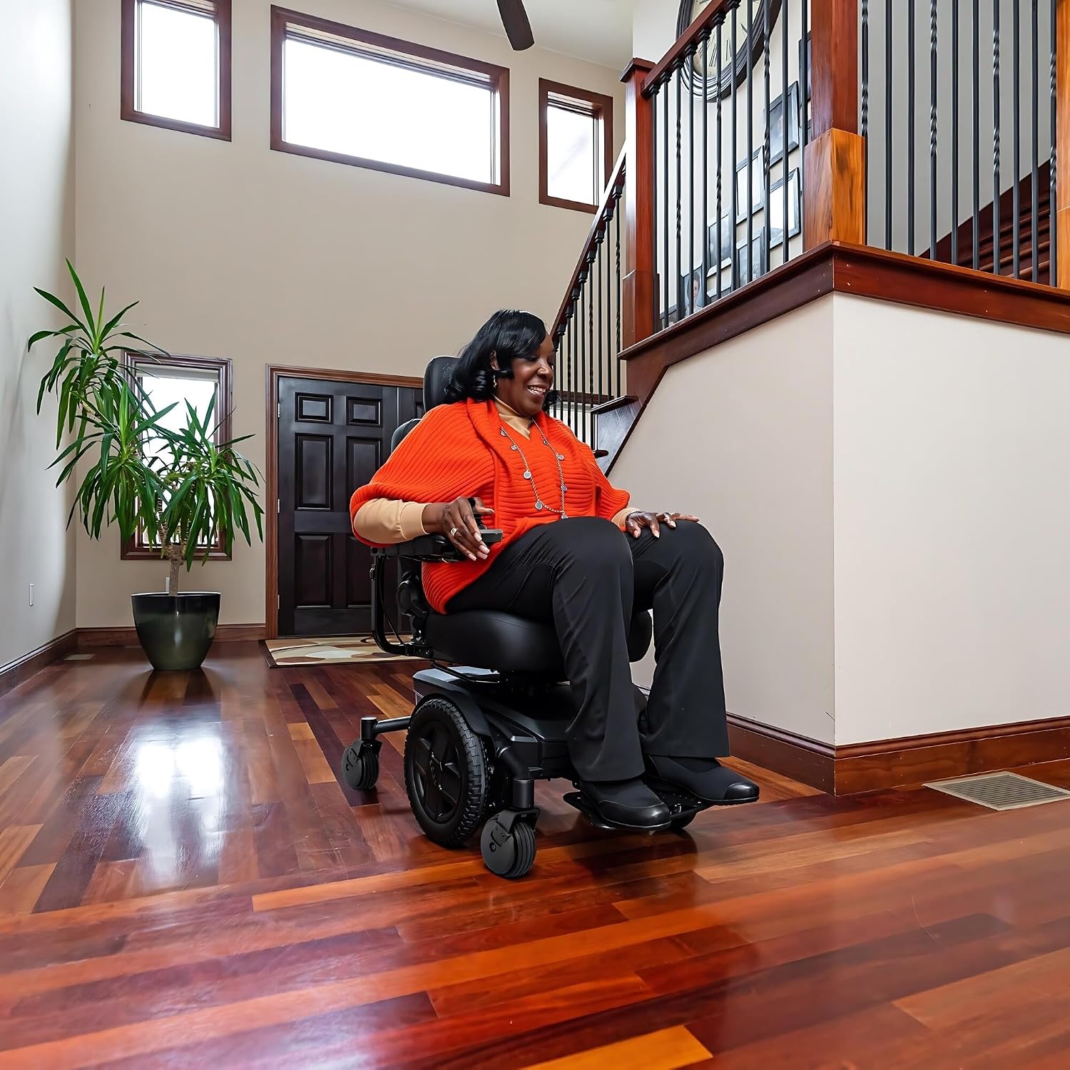 User operating the Pride Jazzy EVO 613 Li Power Chair indoors