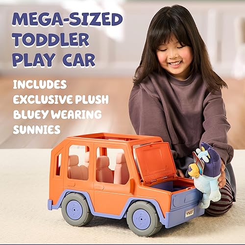 Miniatura 4 de Bluey Big Heeler 4WD Gran Coche de Juguete, Coche de Juguete Interactivo y Personalizable para Niños Pequeños con Capó de Almacenamiento, Coches