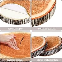 Vista 4 de Queekay 2 cojines redondos decorativos de madera para suelo, impresión digital 3D, decoración de bosque, almohada circular suave, lindo muñón