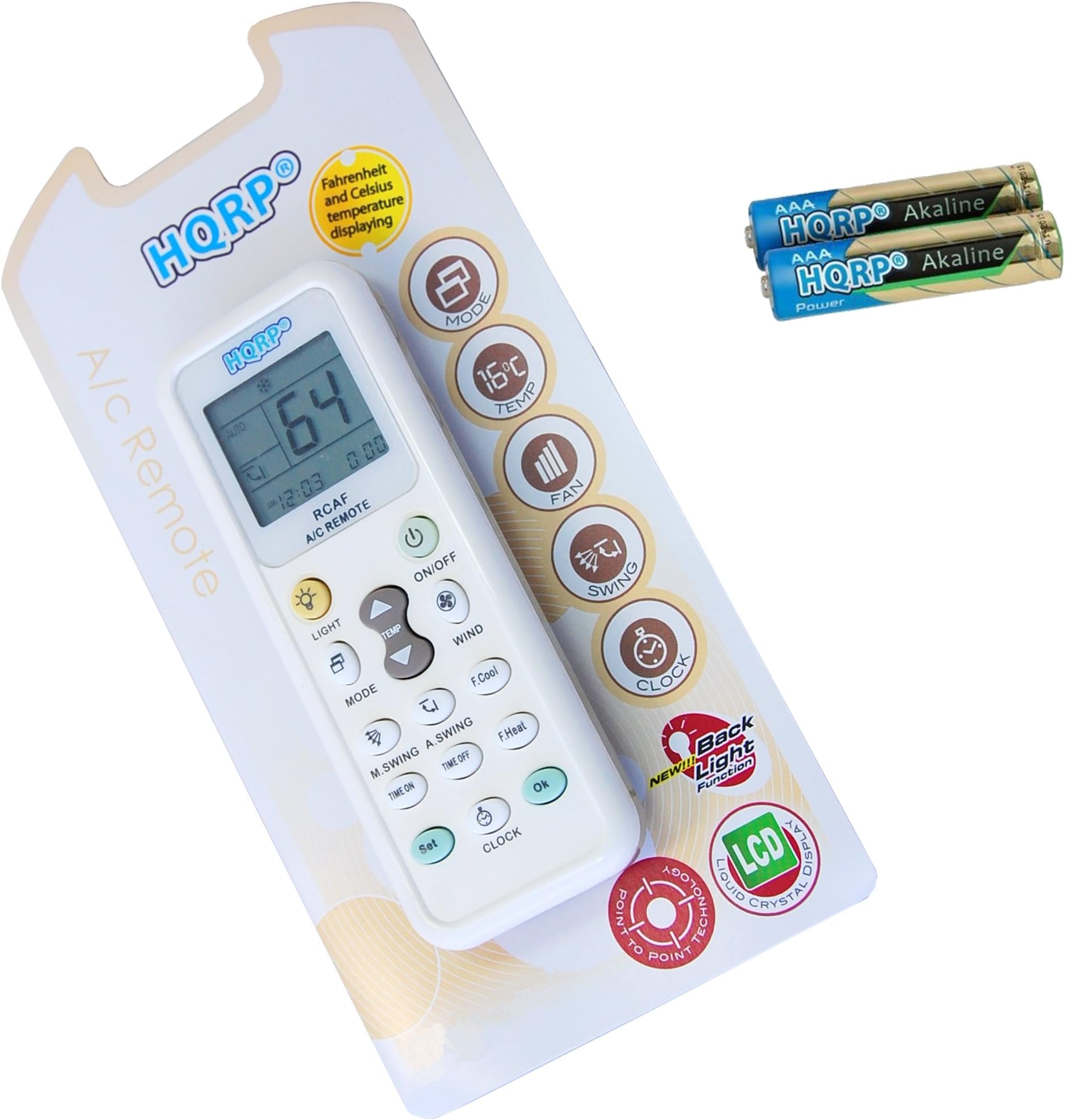 HQRP Remote Control Compatible with Haier HWR06XC9 HWR08XC HWR08XC5 HWR08XC7 HWR08XC7-T HWR08XC9 HWR10XC5 HWR10XC5-T HWR10XC6 HWR10XC6-T HWR12XC5 HWR12XC8 Air Conditioner Controller