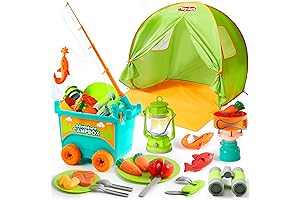 Kids Camping Set with Tent, Camping Wagon Toy, Toddler Adventure Playset for Boys