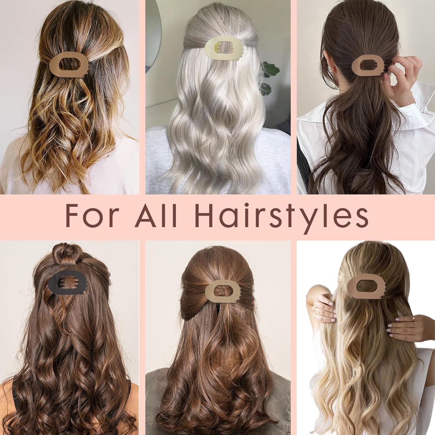 4 Pack Flat Hair Claw Clips for Women - Image 3