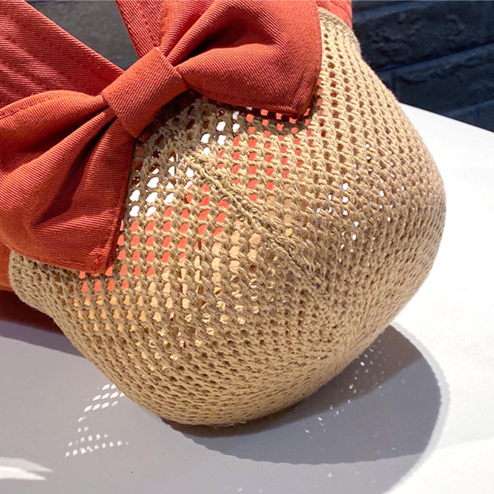Visiere Solari per Le Donne Wide Brim Cappello Di Paglia Bowknot Beach Visor Cappelli UV Protezione Pieghevole Sun Hat black-56-58cm