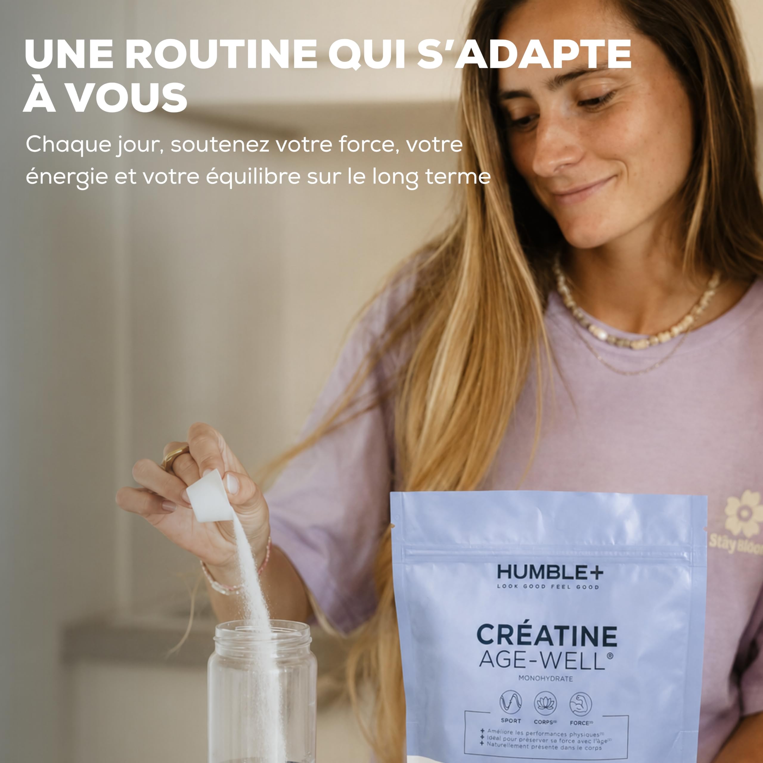 HUMBLE+ Créatine Monohydrate Age-Well® en Poudre (pureté 99,9%) - Supplément de Créatine Premium pour les Performances Physiques - Hautement Dosée - 306 g, 90 Portions - Marque Française
