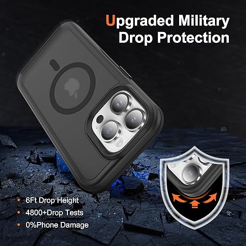 Miniatura 3 de Funda MagSafe a prueba de golpes anticaídas para iPhone 14 Pro (5 en 1) con protector de pantalla de vidrio antiespía, protector de lente de cámara