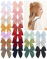 Vista 22 de doboi 20 PCS Lazos Fable de 4.5 Pulgadas Pinzas para el Cabello para Bebés y Niñas Lazos de Algodón y Lino para Niñas Accesorios para el Cabello