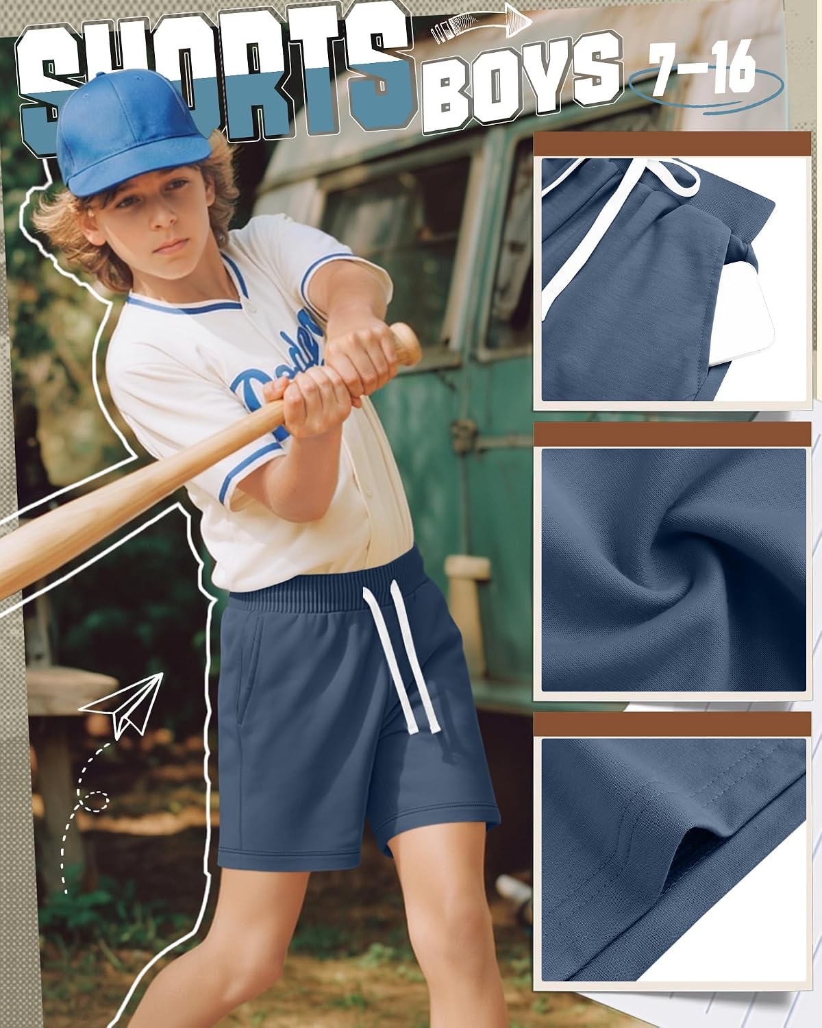 Halfchet 3 Pack Boys Shorts 7-16Y