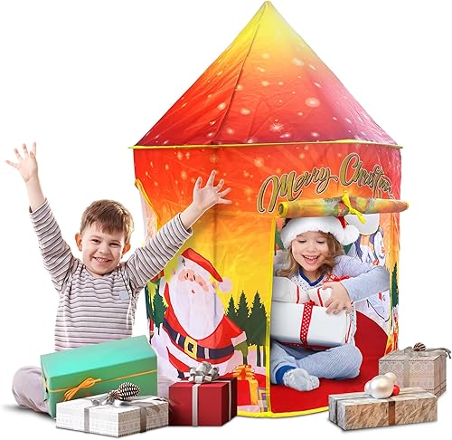 ArtCreativity Tienda de campaña de Navidad para niños, pequeña desplegable para jugar en interiores, incluye varillas estabilizadoras y bolsa de