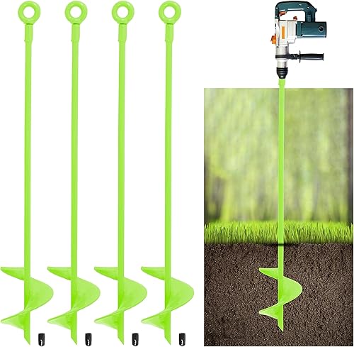 Paquete de 4 anclajes de tierra de 18 pulgadas de largo, kit de anclaje de tierra con hoja en espiral, gancho de anclaje de metal resistente contra