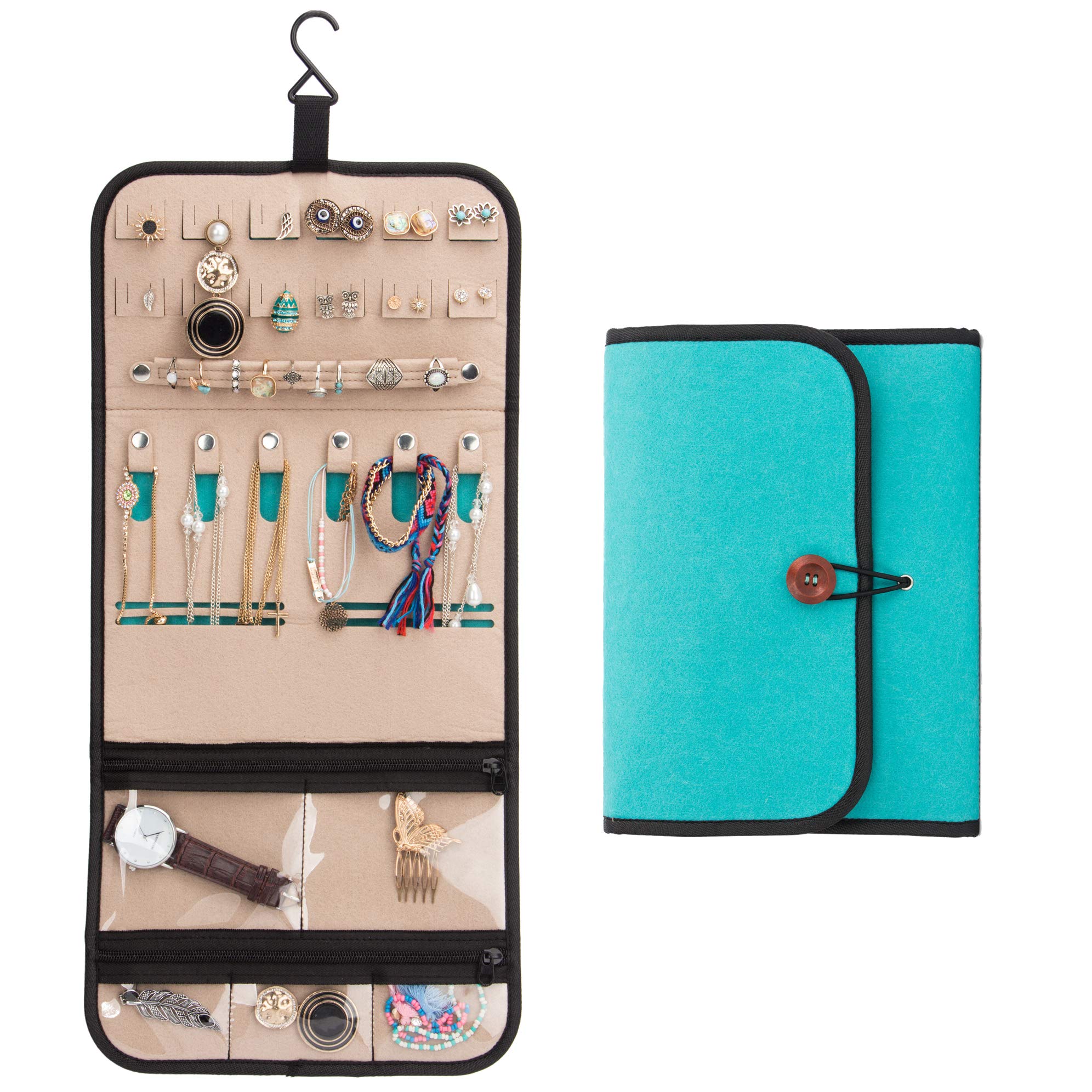 Amazon｜[Pacmaxi]ジュエリーポーチ ウォールポケット フック付き 吊り