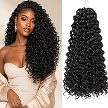 ZRQ 18 Inch GoGo Curl Crochet Hair 8 Packs Black Water Wave Curly Crochet Hair for Women,Ocean Synthetic Deep Braiding Hair Beach Curl Crochet Hair Extensions