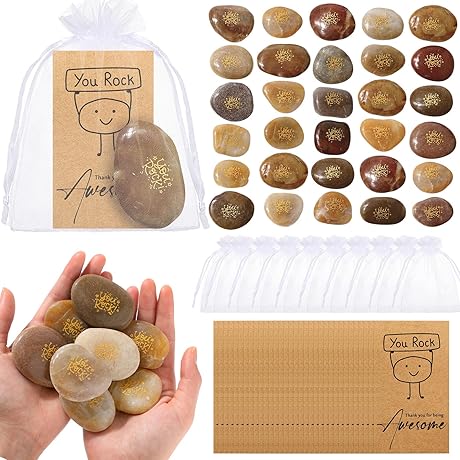 Roowest 30-Set Token of Appreciation Gift Tower with Inspiring Rocks, Thank You...