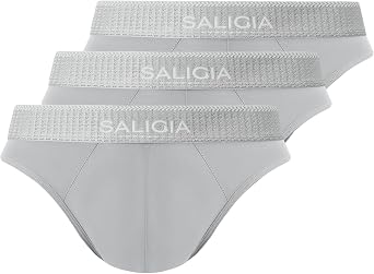SALIGIA Mens Briefs Sexy, Tag-Free & 60s Luminous Modal-Cotton Blend Underwear with Supportive No-Fly Pouch 3-Pack
