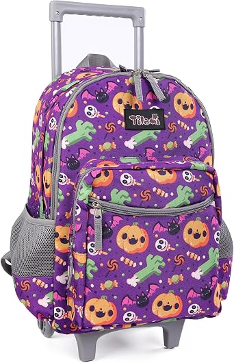 Tilami Rolling Backpack 18 inch Double Handle Wheeled Boys Girls Travel School Children Luggage Toddler Trip