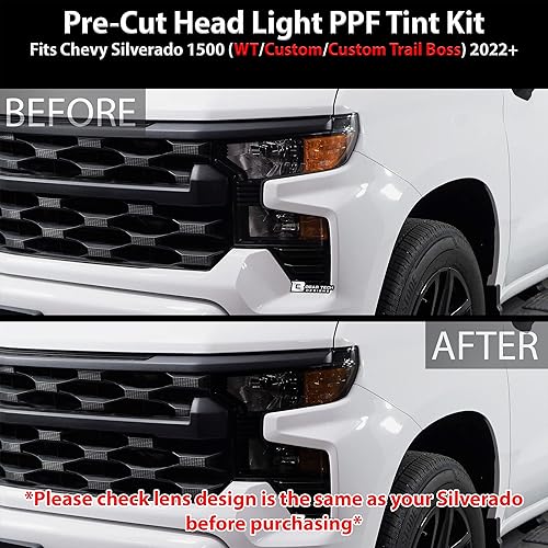Miniatura 3 de BOGAR TECH DESIGNS Kit de tinte de luz completa para faros delanteros compatible con Chevy Silverado 2022 2023, humo oscuro