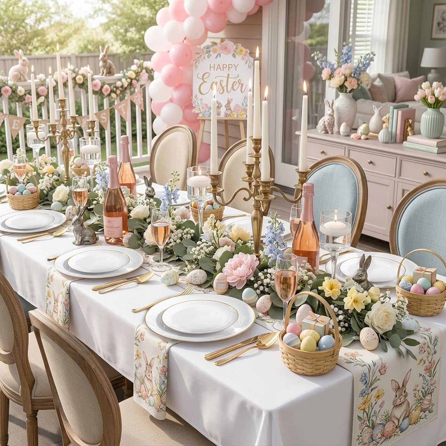 KIRE 100PCS Disposable Plates - White with Gold Rim for Easter/Wedding/Spring Party- Includes 50Pieces 10.25inch Dinner and 50Pieces 7.5inch Dessert/Salad Plates