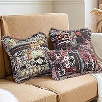 Vista 7 de ZWJD Fundas de almohada bohemias de 18 x 18 pulgadas, almohadas decorativas para sofá, elegantes, de algodón, cuadradas, suaves, marroquíes