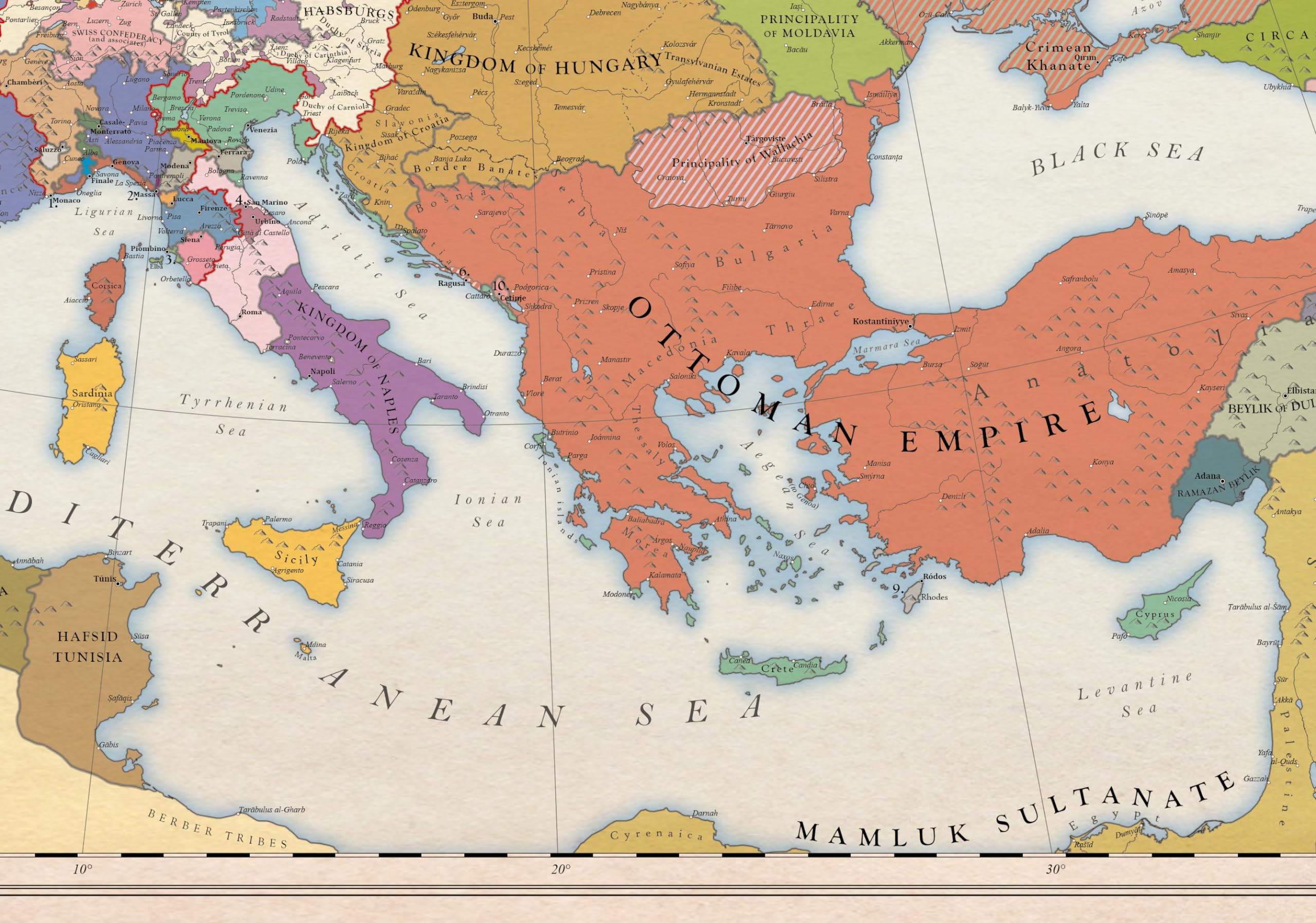 Europe 1500, Carte Historique (100x70cm)