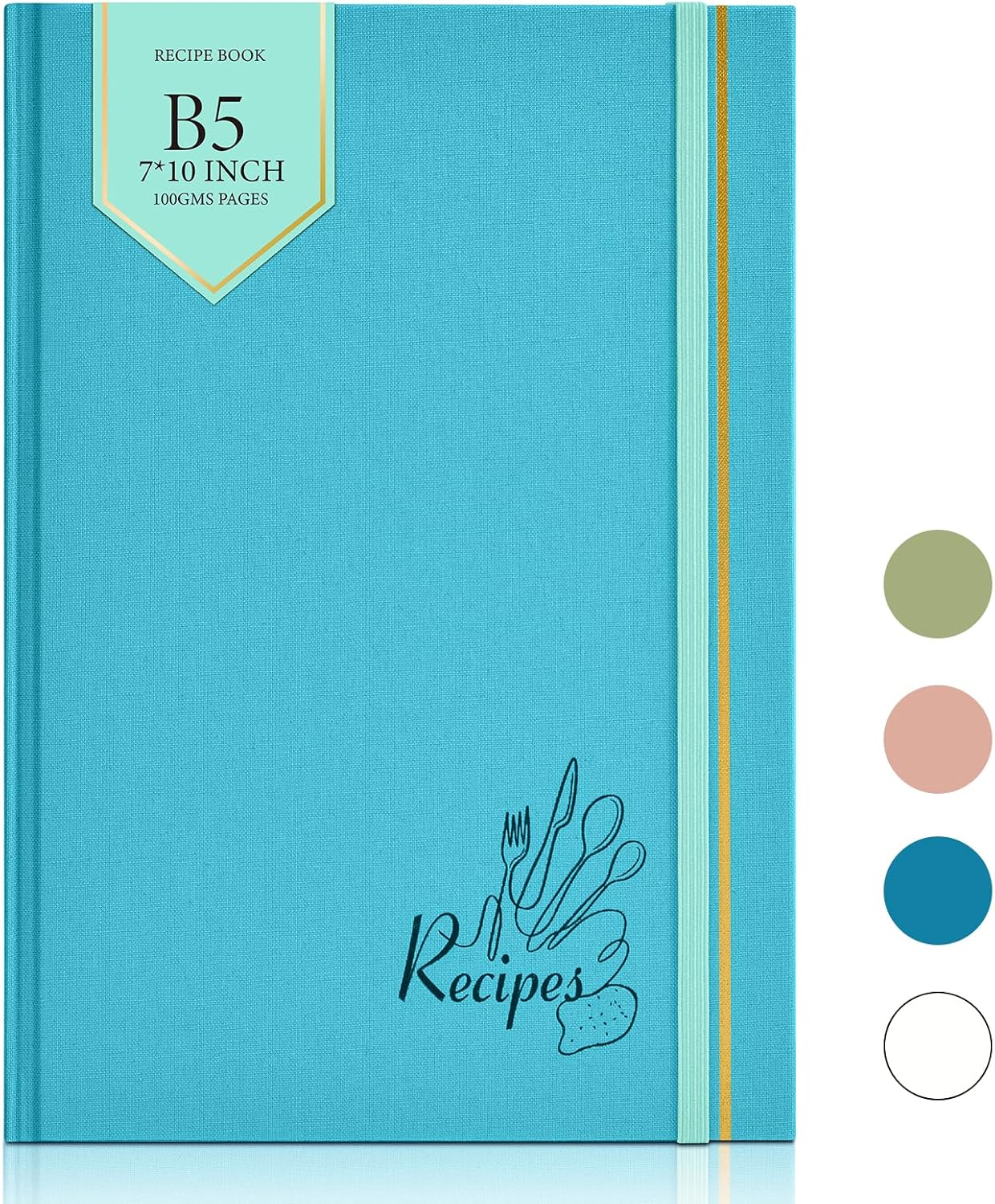 Blank Recipe Book to Write in Your Own Recipes, 7" x 10" Hardcover Recipe Notebook