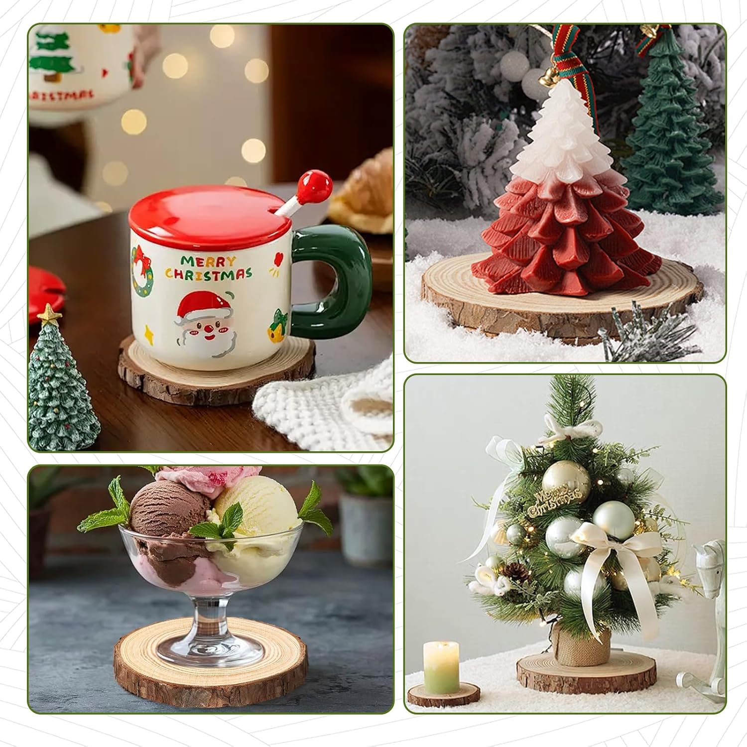 FSWCCK 30 Pack Nature Unfinished Wood Slices, 3.5-4 Inches Round Wooden Circle with Tree Bark, Rustic Wood Centerpieces for Weddings Table Decor and DIY Painting Crafts