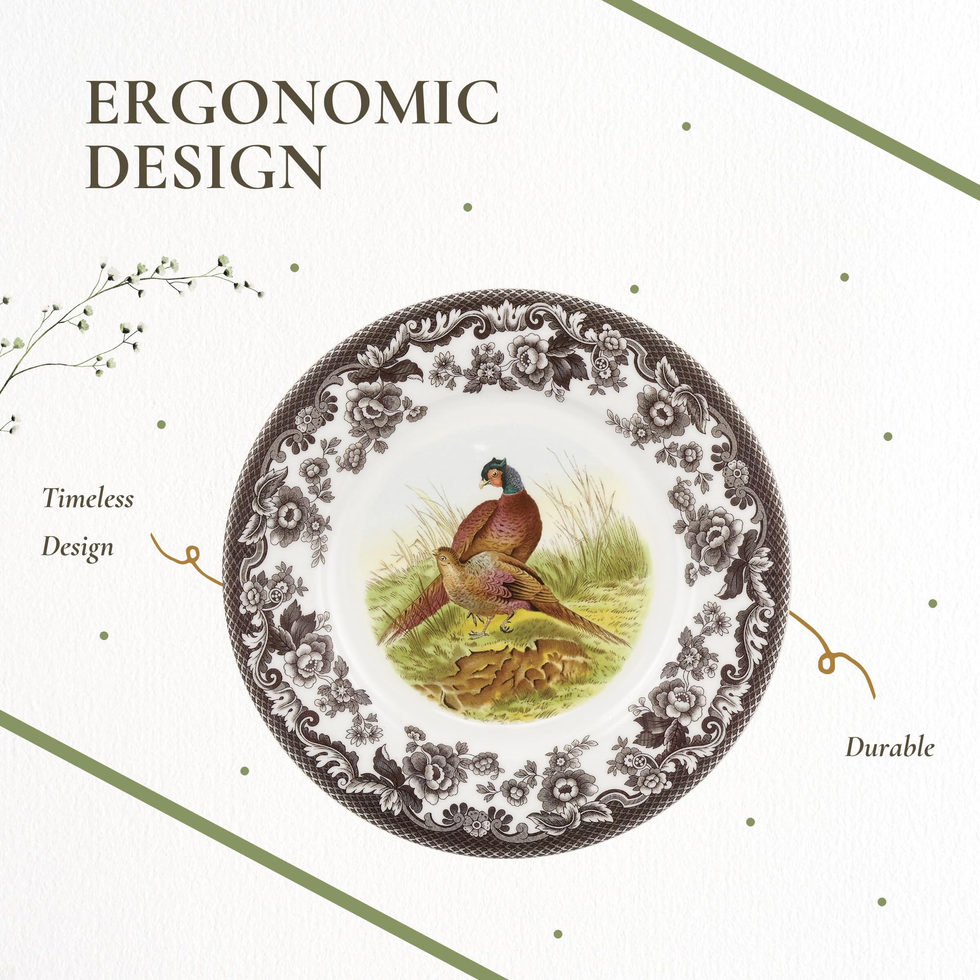 Green Asiatic Pheasants Plate 約22.5センチ４枚 Amazon.com: Spode Woodland Pheasant Luncheon Plate - 9