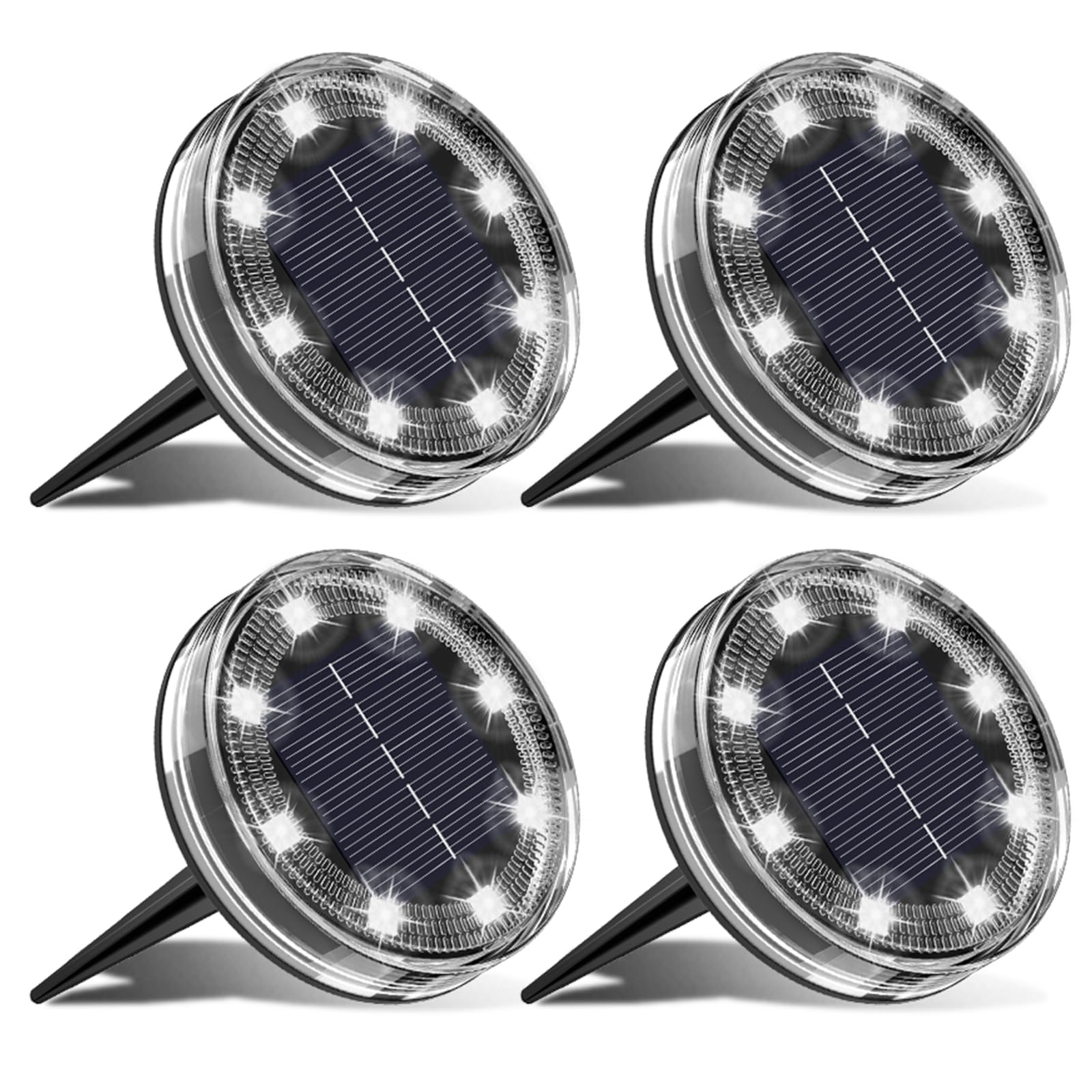 LOTMOS 6 Paquetes Luces Solares LED Exterior Jardin Suelo, 8 LED Impermeable Luz Solar Exterior Jardín, Lamparas Solares Suelo Camino, Terraza, Patio, Césped, Blanco Cálido — view 17