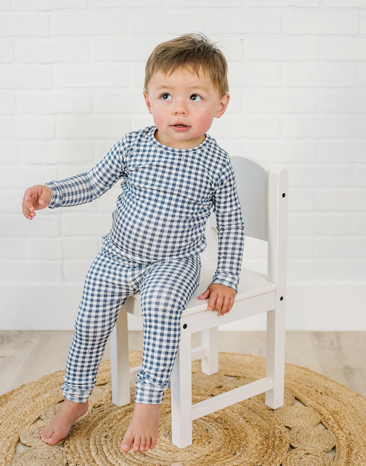 moimoln Cotton Modal Baby Toddler Pajamas Check Solid Leopard 6M-8Y (1/2 Pack)