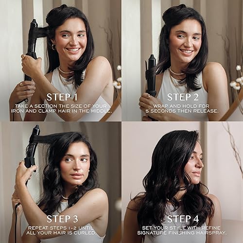 Miniatura 4 de Kristin Ess Hair NANOBLACK - Rizador automático de cerámica de 11/4 pulgadas + spray protector de calor para secado por soplado y secado con estilo