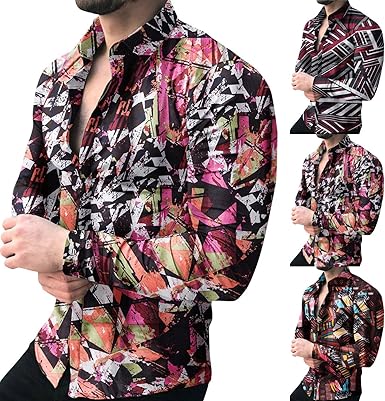 Collar Tops Graphic Dress Shirts 