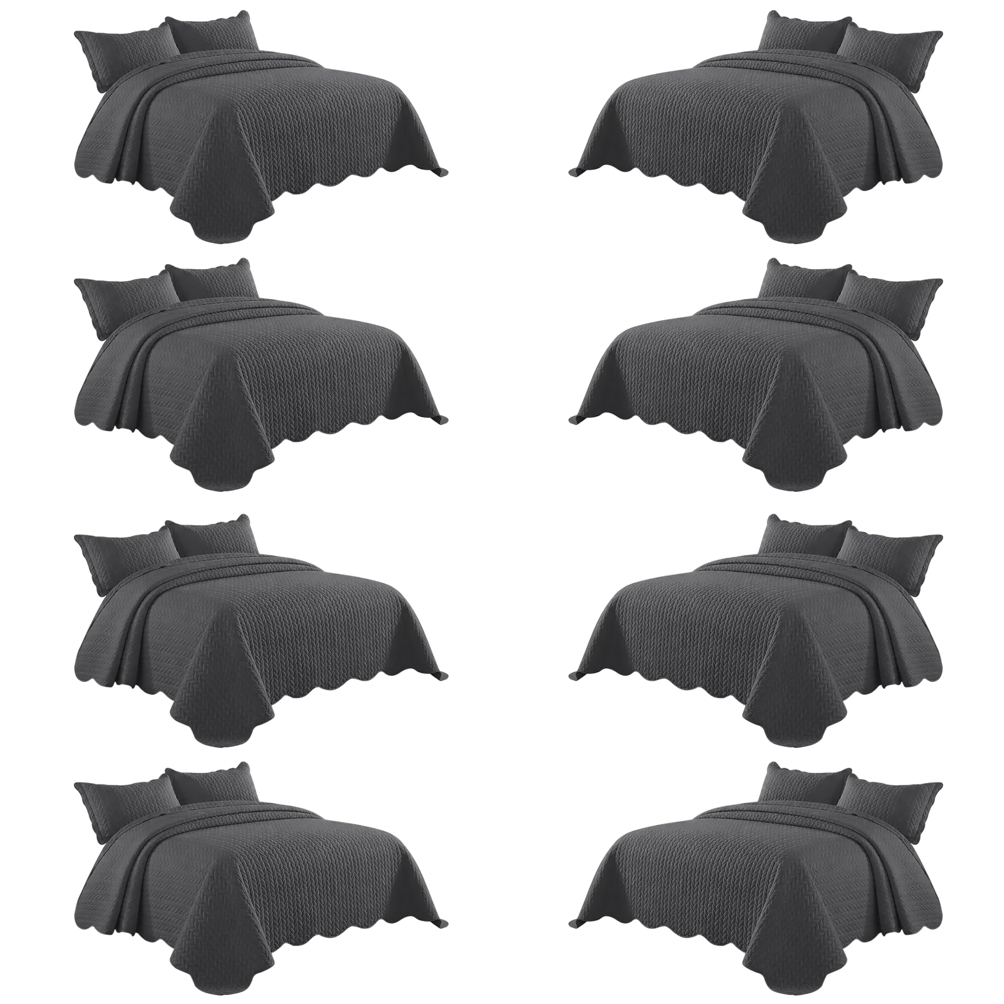 IR Imperial Rooms California King Quilt Bedspread Charcoal Leaf 8Pack