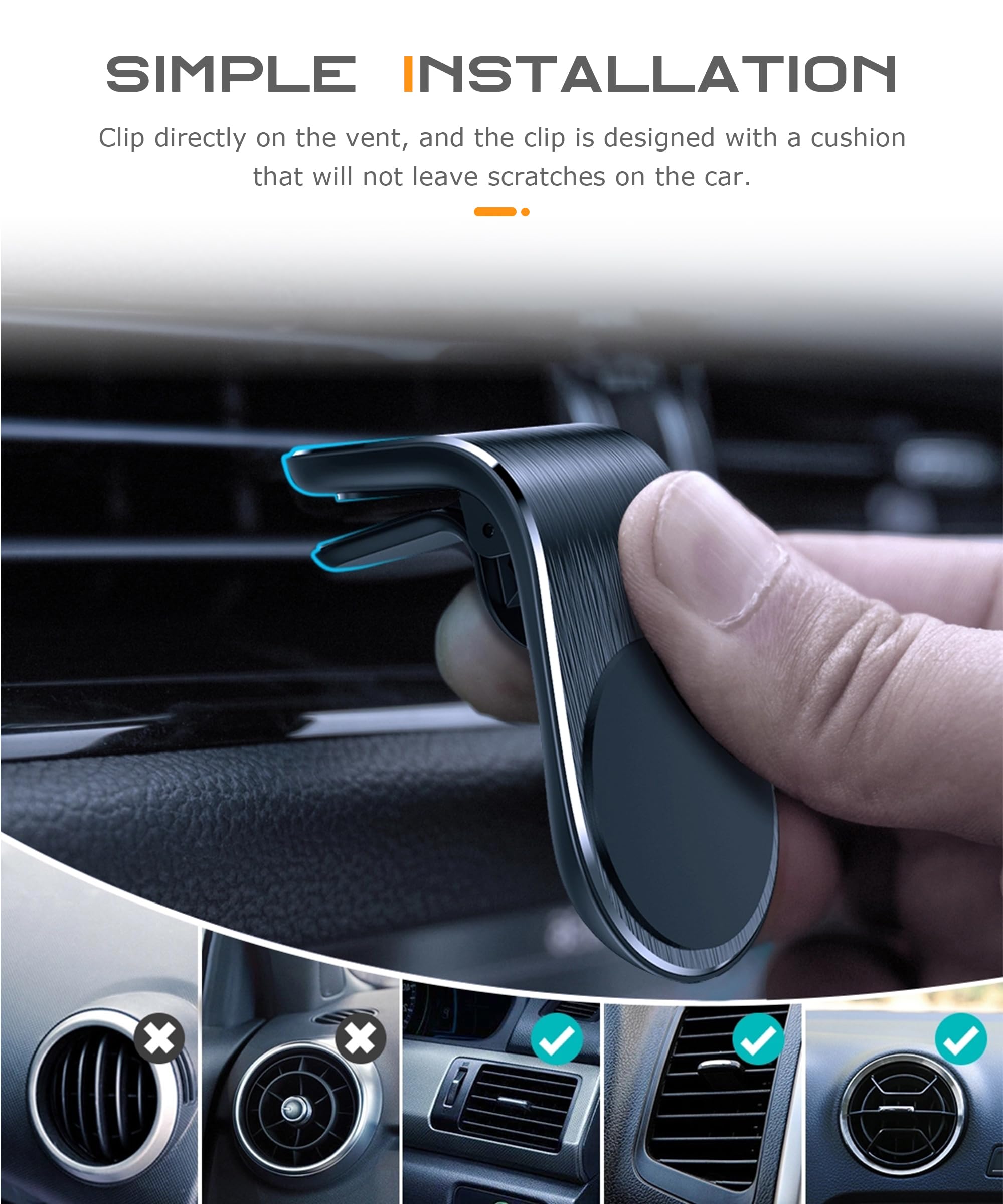 Flaconi Supports de Voiture,Support de Ventilation pour Grille D'aération,Support Magnétique pour Grille D'aération pour OOONO 1/OOONO 2,Adapte pour à la Plupart des Bouches D'aération de Voiture