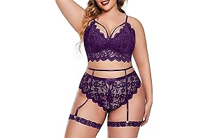Charming Plus Size Floral Lace Lingerie Set