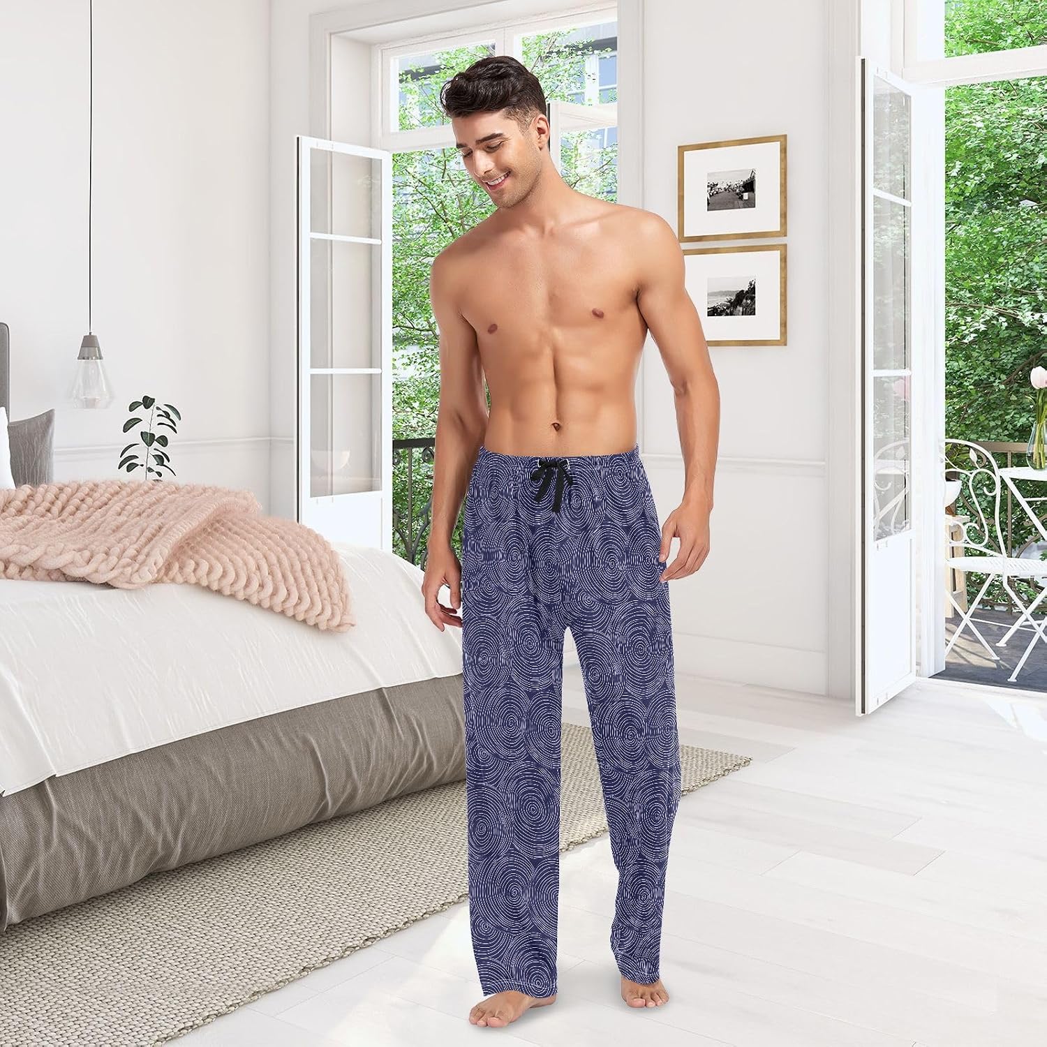 Abstract Circular Patterns Men Pajama Bottoms Pyjama Bottoms Men with pockets for Adults Pyjamas Medium