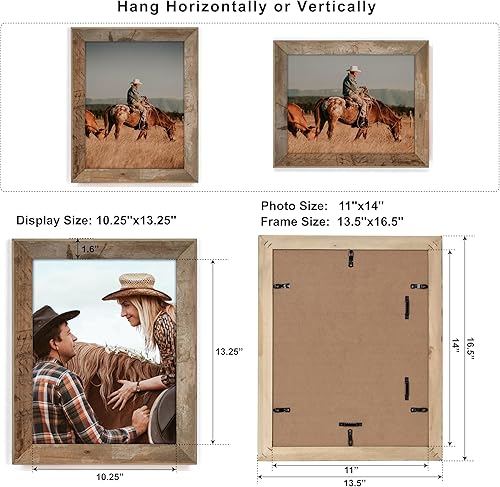 Vista 33 de Marco de fotos rústico de 18 x 24 pulgadas, marco de madera 100% recuperada con vidrio templado, marco de póster de fotos estilo granja de 24 x 18