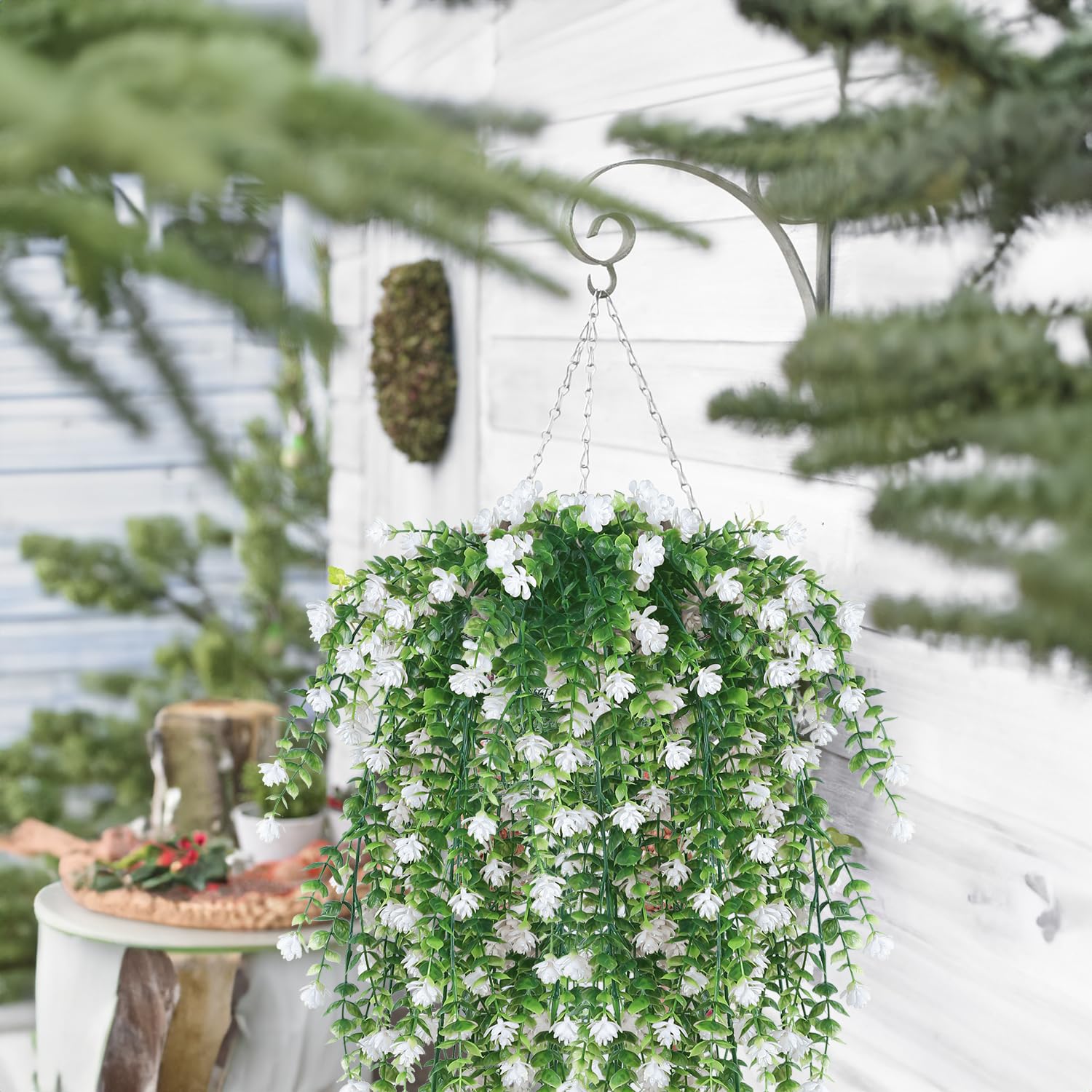 2 fiori artificiali da appendere, realistici, resistenti ai raggi UV, bouquet di fiori finti da appendere, per parete, casa, giardino, cortile, patio, feste di nozze, decorazione esterna (W-rosso, 75