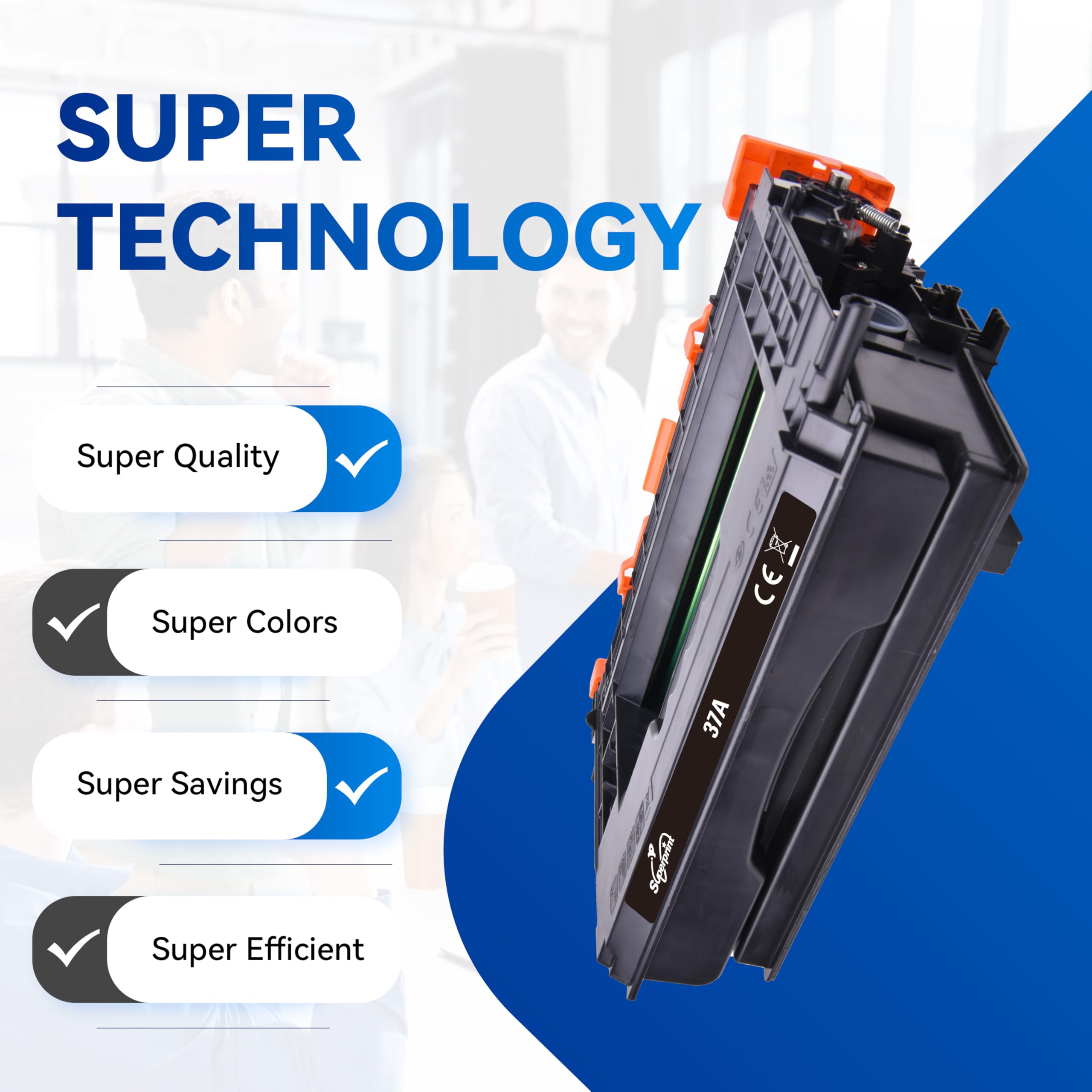 Cartouche de toner avec puce compatible avec toner HP 37A, 1 noir
