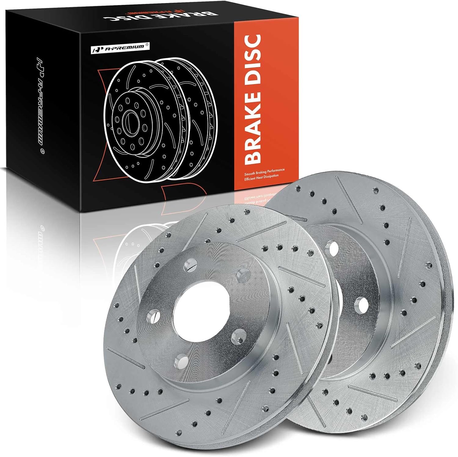 A-Premium 10.94 inch (278mm) Front Drilled and Slotted Disc Brake Rotors Compatible with Select Chevy, Pontiac and Oldsmobile Models - Malibu 1997-2003, Classic 2004-2005, Grand Am, Alero, Cutlass
