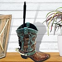 Vista 4 de Portaescobillas de inodoro para botas occidentales, decoración rústica de baño con diseño de bota de vaquero