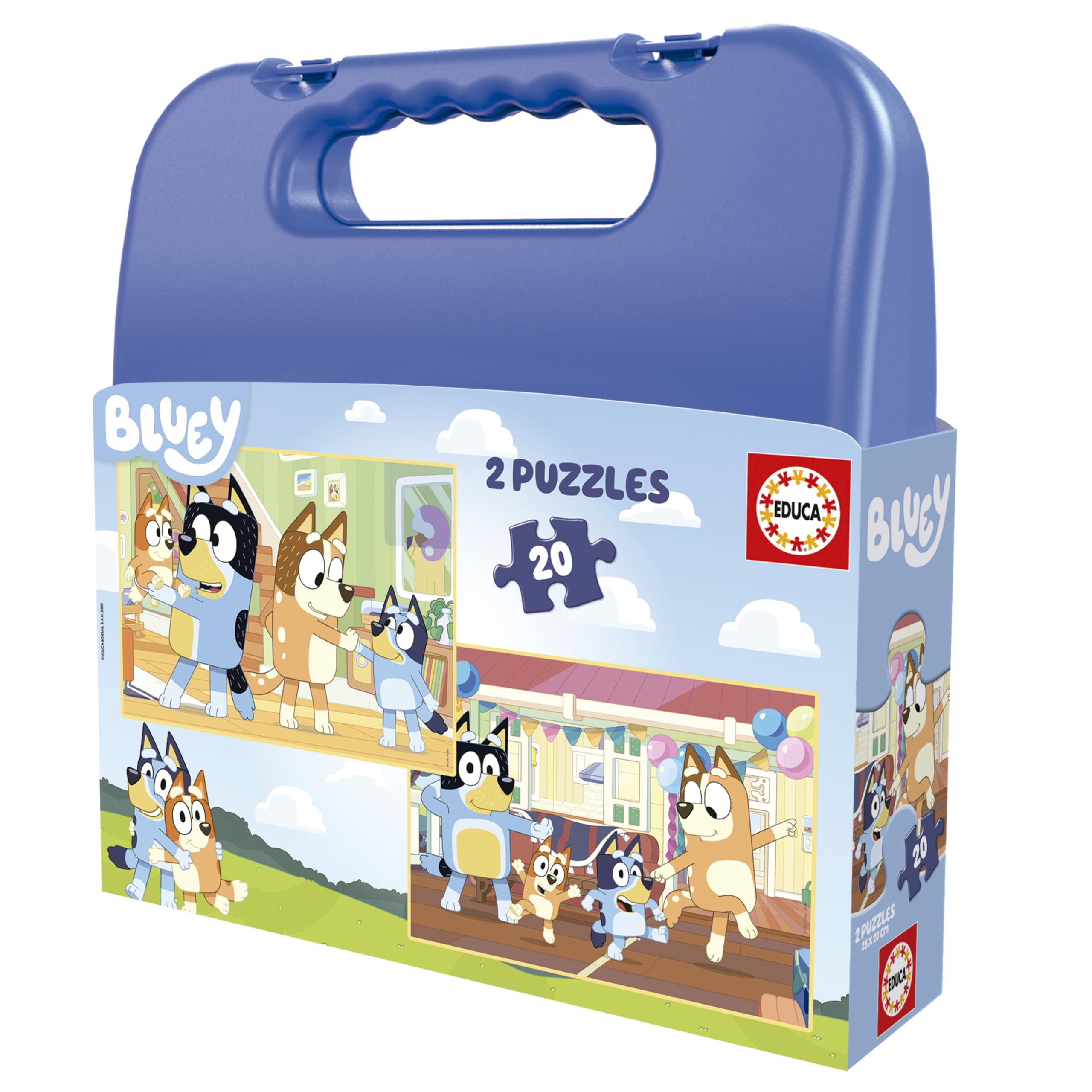 Educa - Bluey-Puzzle | Set mit 2 Kinderpuzzles mit je 20 Teilen | Bestehend aus großen, perfekt verarbeiteten Teilen | Ab 4 Jahren (20348)