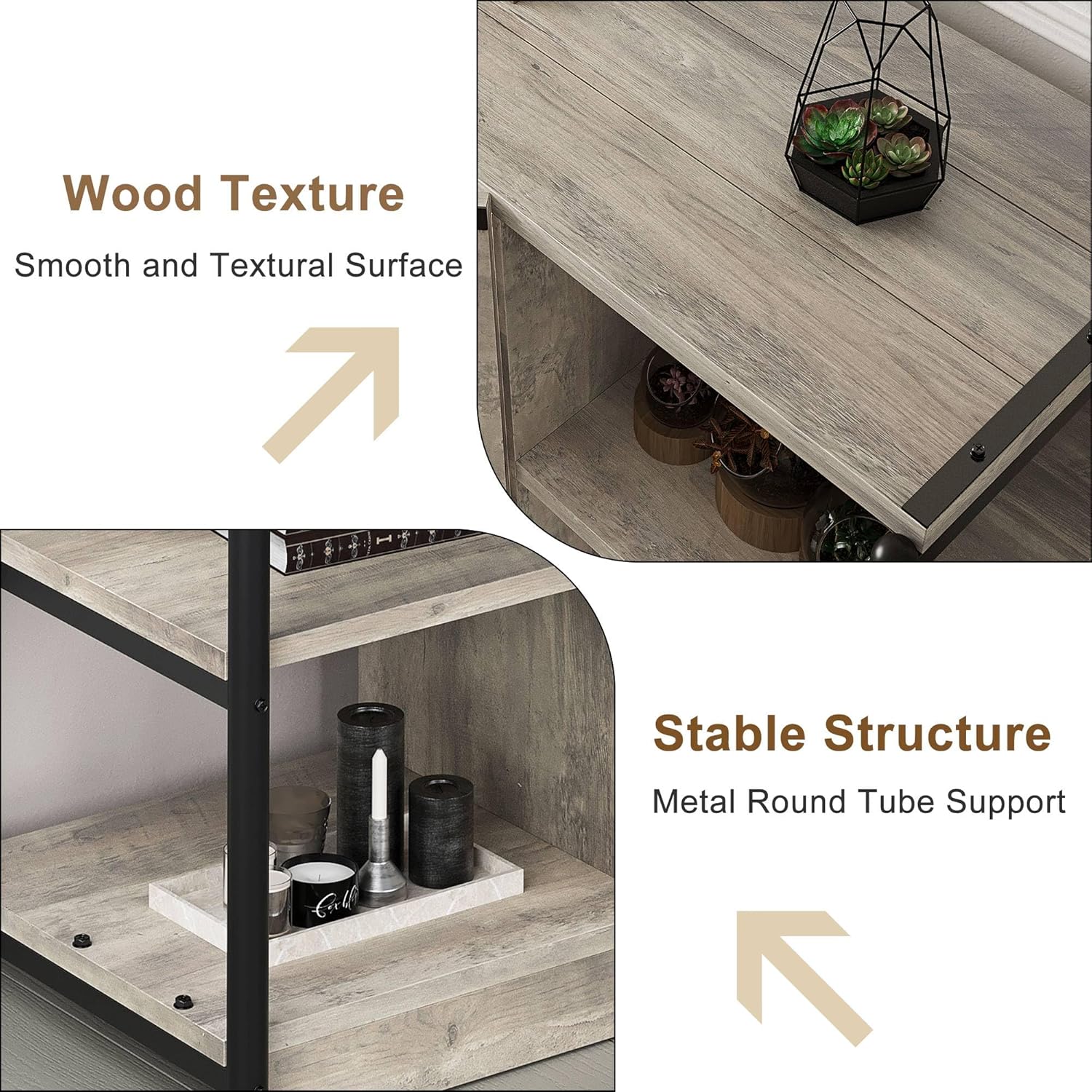 GAOMON TV Stand for 65 inch TV with Mesh Door, Grey TV Entertainment Center with Storage, Industrial TV Console Table for Living Room, TV Media Console for Bedroom- Rustic Grey TV Stand