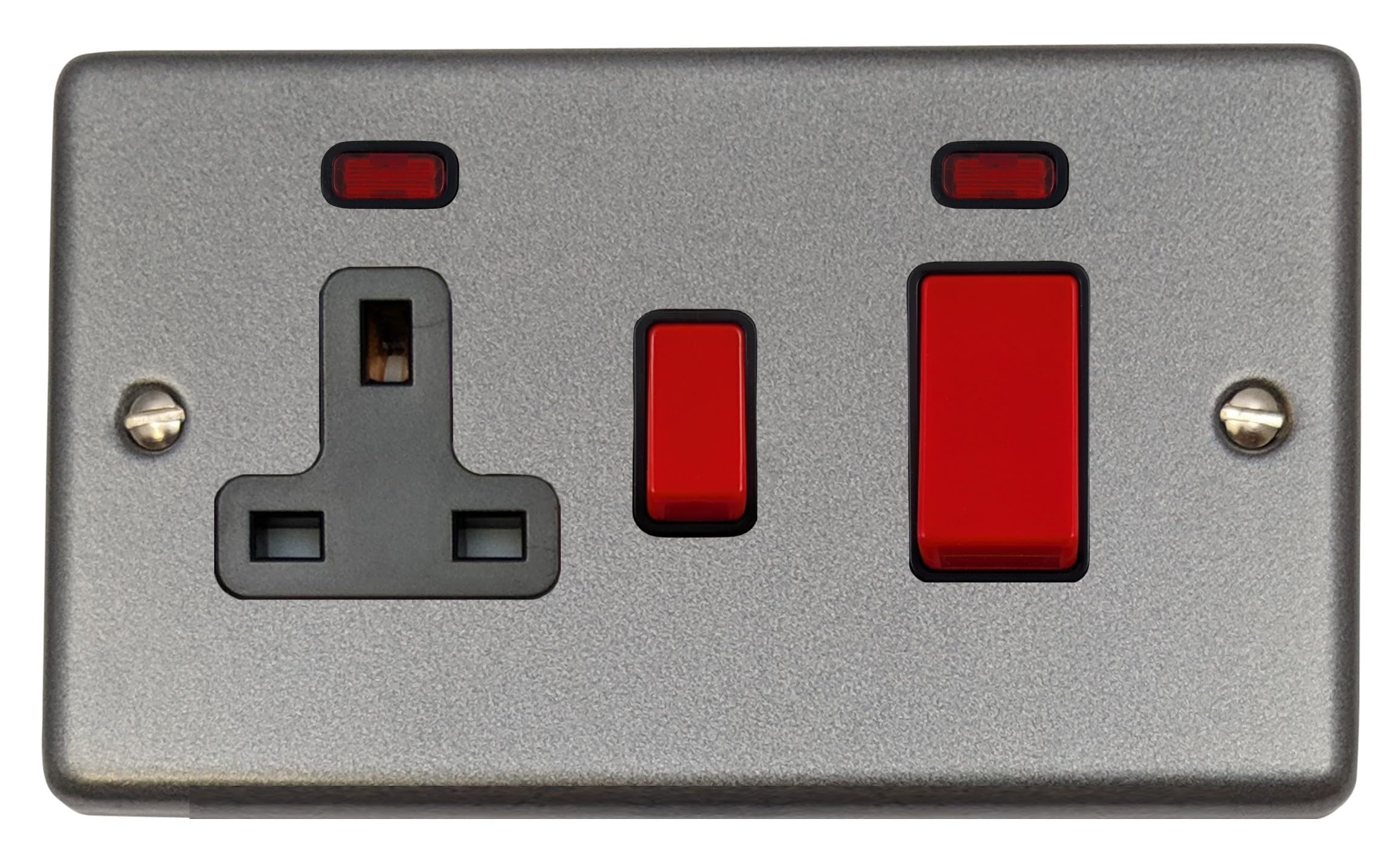 G&H Brassware Red/Black Contour Pewter Cooker Switch With Socket ( Insert/ Switch)