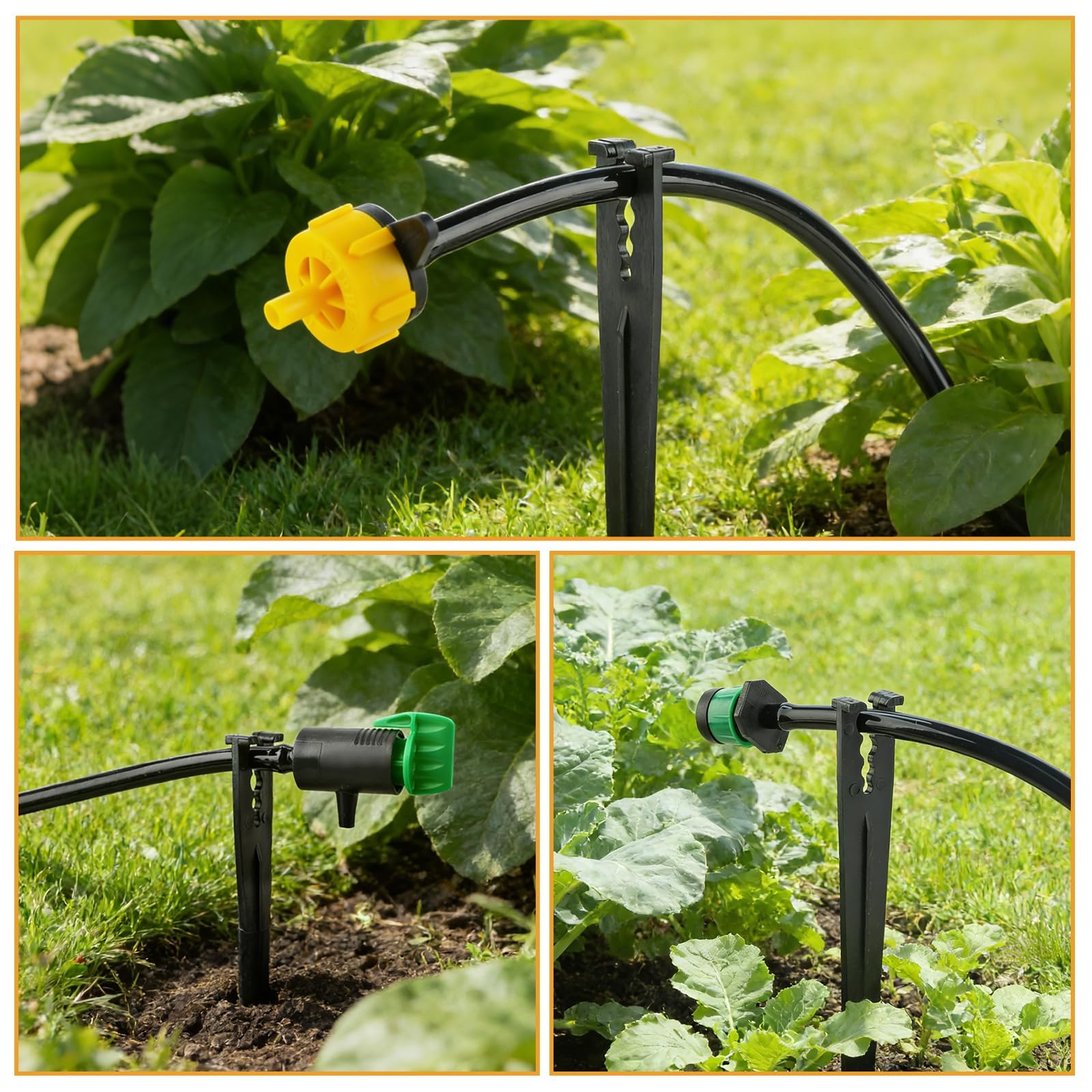 100 piquets Support pour Système d'Irrigation Goutte à Goutte, Kalolary Supports Tuyau d'Irrigation Goutte à Goutte 1/4 pouce Tuyaux 4/7 mm Système d'Irrigation Jardin Surélevé Serre Arroseur, Forme Y