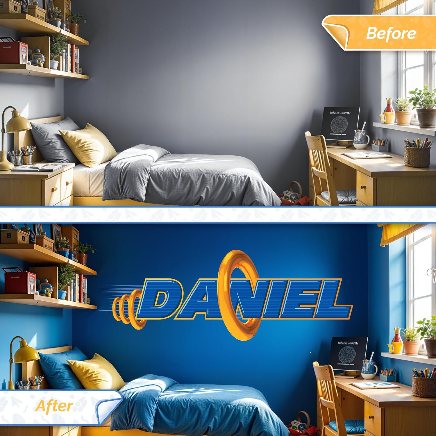 Speedy Adventure Custom Name Wall Decal - Personalized Wall Stickers with Lightning Effects for Boys Room Decor - Energetic Bedroom Decor - Peel and Stick Name Decal for Kids Rooms image 4